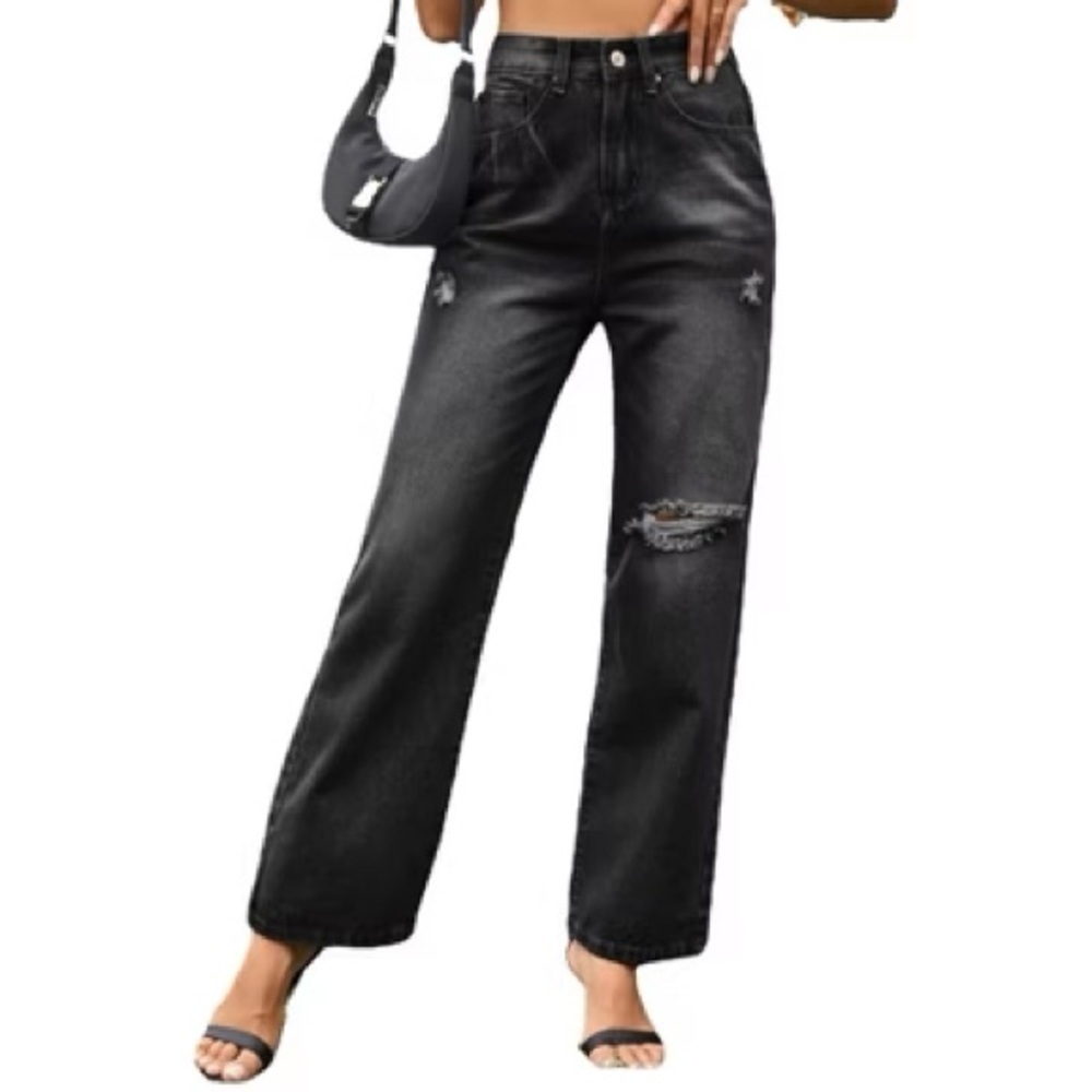 S.O.N.G Timeless Fit Women's High Rise Black Distressed Jeans Size 29